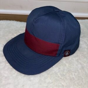 Volcom Navy Blue and Burgandy Adjustable Fabric Hat